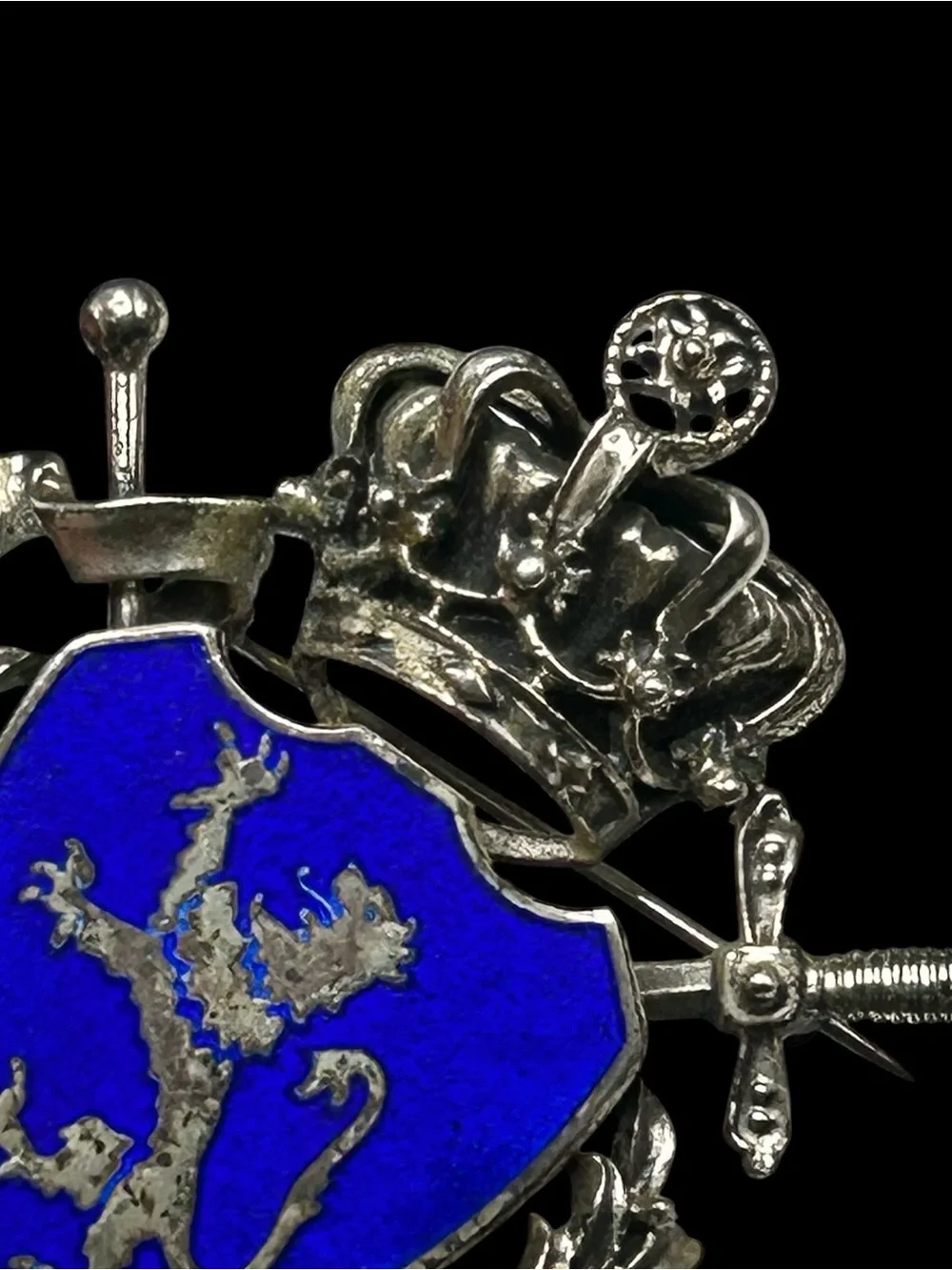 Vintage 1930’s Sterling Enamel Heraldic Estonian Lion Rampant Brooch